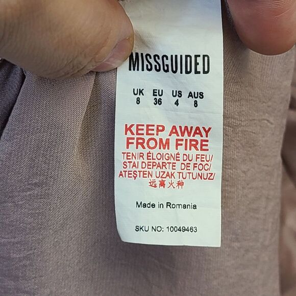 Missguided Pink Plunge Neck Silky Long Sleeve Panelled Thigh Slit Mini Dress 4 - Picture 6 of 10